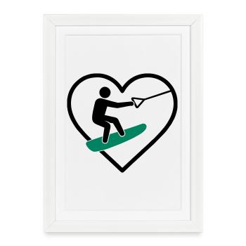 Heart Wakeboard – Water Passion - Framed poster (27 × 37 cm) - white - Front
