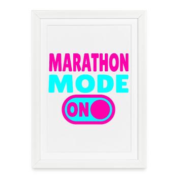 Mode marathon activé – Courir avec passion - Affiche encadrée (27 × 37 cm) - blanc - Devant