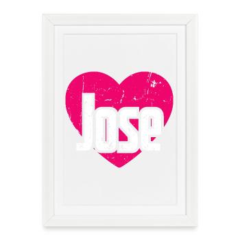 I Love Jose Pink Heart I Love Jose - Framed poster (27 × 37 cm) - white - Front