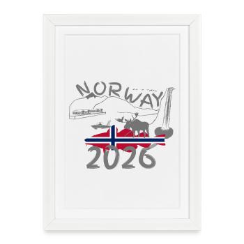 Norway 2026 Cod with Mountains and Moose Fishing - Framed poster (27 × 37 cm) - white - Front