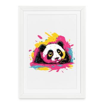Panda Color Splash - Affiche encadrée (27 × 37 cm) - blanc - Devant