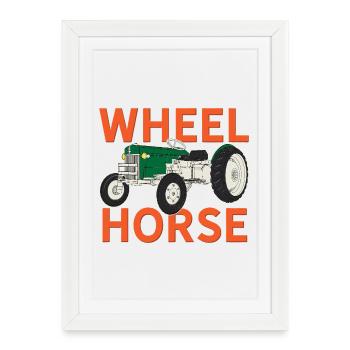 Motif de tracteur de jardin vintage Wheel Horse - Affiche encadrée (27 × 37 cm) - blanc - Devant