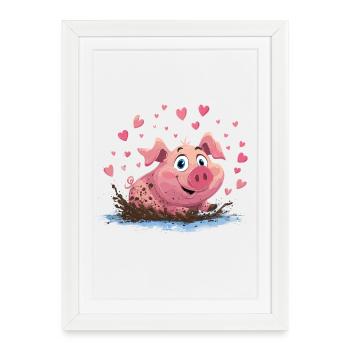 Le Cochon dans le Cœur de Boue - Affiche encadrée (27 × 37 cm) - blanc - Devant