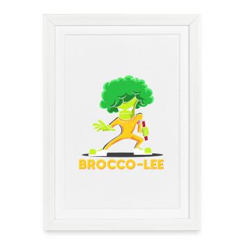 Brocco-Lee Martial Arts Pun Funny Broccoli Art Tee - Framed poster (27 × 37 cm) - white - Front