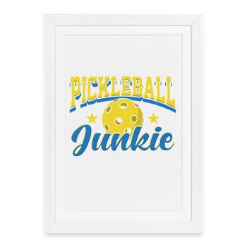 Design sportif rétro de Pickleball Junkie - Affiche encadrée (27 × 37 cm) - blanc - Devant