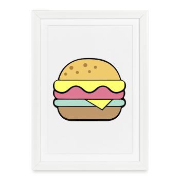 Cheeseburger | Fast Food - Framed poster (27 × 37 cm) - white - Front