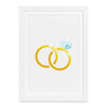 Bagues de mariage en or avec diamant - Affiche encadrée (27 × 37 cm) - blanc - Devant