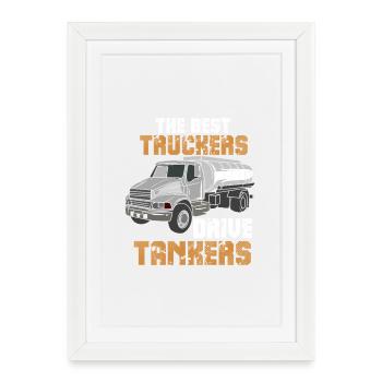 Conducteurs de camions et citernes design professionnel - Affiche encadrée (27 × 37 cm) - blanc - Devant