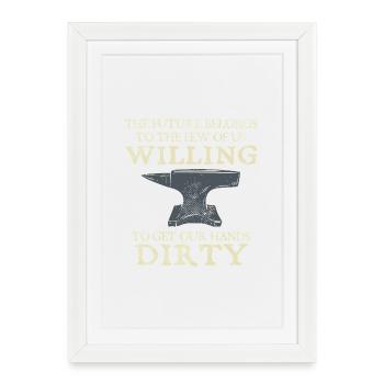 Enclume du forgeron Mains volontaires du futur Conception sale - Affiche encadrée (27 × 37 cm) - blanc - Devant