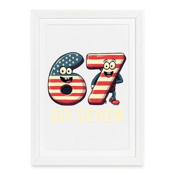 US Flag 67 Memes Six Seven - Framed poster (27 × 37 cm) - white - Front
