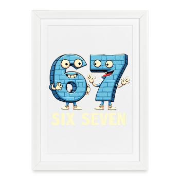 US Flag 67 Memes Six Seven - Framed poster (27 × 37 cm) - white - Front
