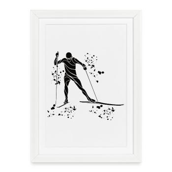 Ski de fond Ski de fond - Affiche encadrée (27 × 37 cm) - blanc - Devant