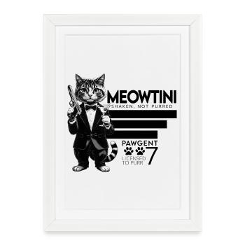 Meowtini - Pawgent - Cat Motif - Framed poster (27 × 37 cm) - white - Front