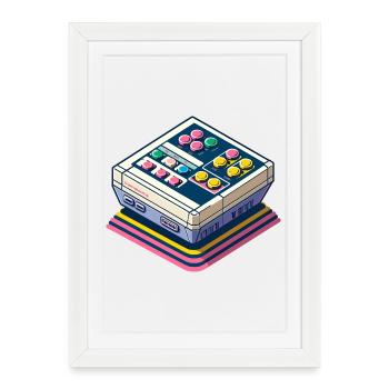 Pixel Art de console de jeux rétro - Affiche encadrée (27 × 37 cm) - blanc - Devant