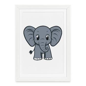 Dessin animé d’éléphant mignon - Affiche encadrée (27 × 37 cm) - blanc - Devant