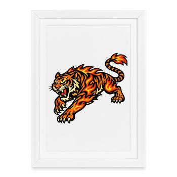 Fire Tiger – Animal of Flames - Framed poster (27 × 37 cm) - white - Front