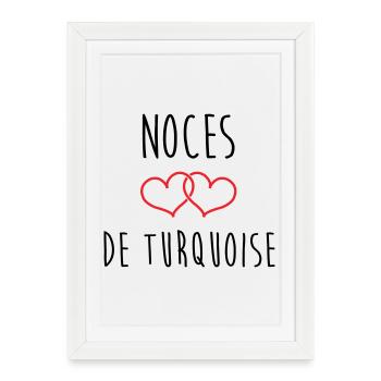 Noces de Turquoise 18 ans de mariage - Affiche encadrée (27 × 37 cm) - blanc - Devant