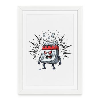 Chaos de calendrier déchaîné - Affiche encadrée (27 × 37 cm) - blanc - Devant