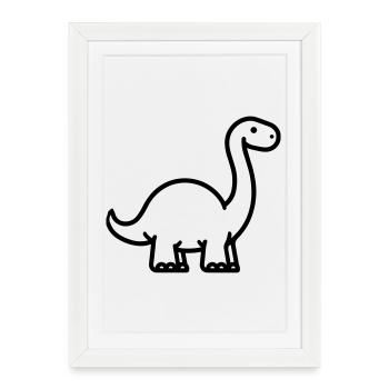 Brontosaure - Affiche encadrée (27 × 37 cm) - blanc - Devant