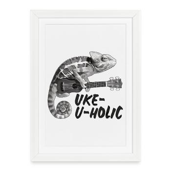 Caméléon Uke-u-holic - Affiche encadrée (27 × 37 cm) - blanc - Devant
