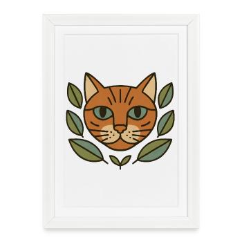 Cat's head in a leaf wreath - Framed poster (27 × 37 cm) - white - Front