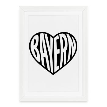 Typographie du cœur de Bavière - Affiche encadrée (27 × 37 cm) - blanc - Devant