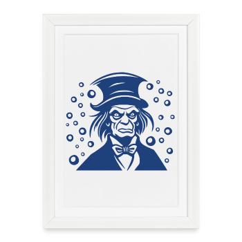 Graphique de portrait plat d’Ebenezer Scrooge - Affiche encadrée (27 × 37 cm) - blanc - Devant