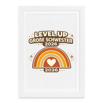 Level Up Big Sister 2026 Rainbow - Framed poster (27 × 37 cm) - white - Front