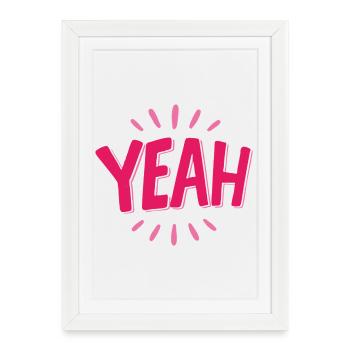 yes pink lettering with rays - Framed poster (27 × 37 cm) - white - Front