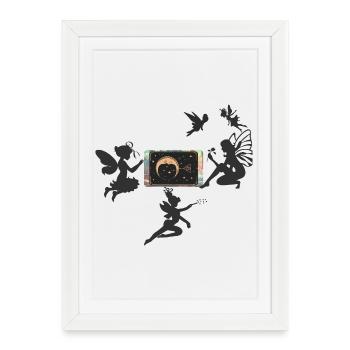 Crescent Moon with Stars - Framed poster (27 × 37 cm) - white - Front
