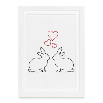 Cœurs de Lapin - Affiche encadrée (27 × 37 cm) - blanc - Devant