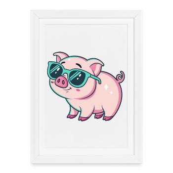 Cool Pig Sunglasses - Framed poster (27 × 37 cm) - white - Front