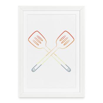 Dessin à la cuillère fendue - Affiche encadrée (27 × 37 cm) - blanc - Devant