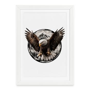 Eagle Tower over Mountain Moon - Framed poster (27 × 37 cm) - white - Front