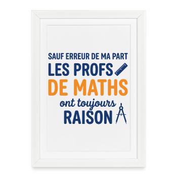 Profs de Maths Ont Toujours Raison - Affiche encadrée (27 × 37 cm) - blanc - Devant