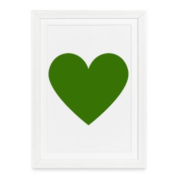 Cœur vert - Vert foncé - Minimaliste - Affiche encadrée (27 × 37 cm) - blanc - Devant