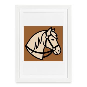 Cheval Cheval Équestre à Bride - Affiche encadrée (27 × 37 cm) - blanc - Devant