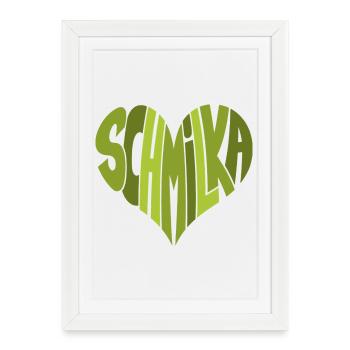 Schmilka, Bad Schandau Cœur design en nuances de vert - Affiche encadrée (27 × 37 cm) - blanc - Devant