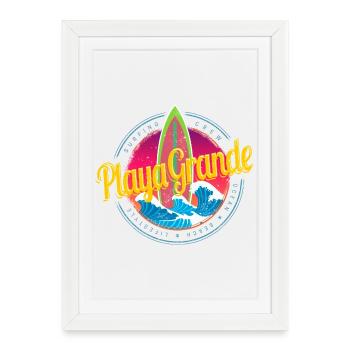 Playa Grande in Costa Rica Surfing Sunset - Framed poster (27 × 37 cm) - white - Front