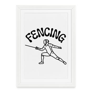 Fencing - Framed poster (27 × 37 cm) - white - Front