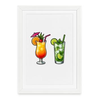 Cocktails tropicaux - Affiche encadrée (27 × 37 cm) - blanc - Devant