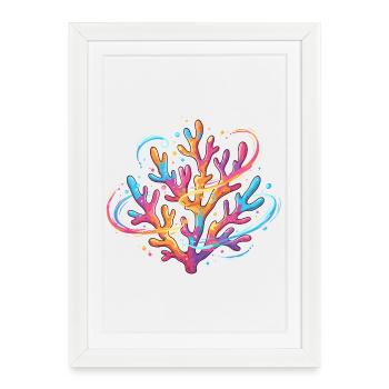 Motif coloré de corail - Affiche encadrée (27 × 37 cm) - blanc - Devant