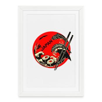 Japan Sushi Koi in Red Circle - Framed poster (27 × 37 cm) - white - Front