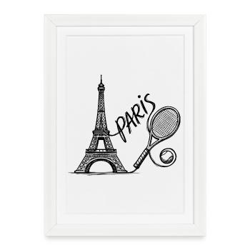 Chemise du tournoi de tennis de Paris, mode rétro de tennis - Affiche encadrée (27 × 37 cm) - blanc - Devant