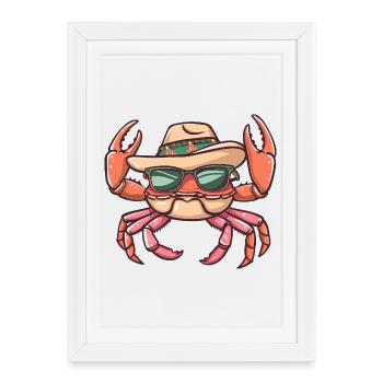 Crabe Crabe Sombrero Drôle - Affiche encadrée (27 × 37 cm) - blanc - Devant