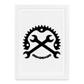 Mécanicien de moto – Logo du plateau - Affiche encadrée (27 × 37 cm) - blanc - Devant
