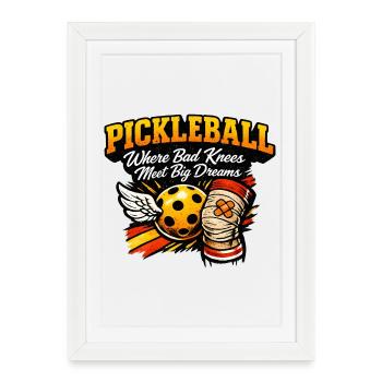 Grands rêves au pickleball, puissance des genoux - Affiche encadrée (27 × 37 cm) - blanc - Devant