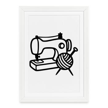 Sewing Machine Wool Knitting Sewing Handmade - Framed poster (27 × 37 cm) - white - Front
