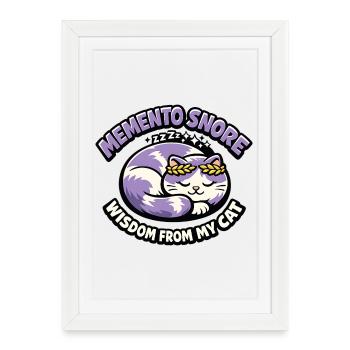 Chat Ronflement Souvenir Laurier Violet - Affiche encadrée (27 × 37 cm) - blanc - Devant