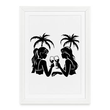 Fête des filles : Fête des palmiers - Affiche encadrée (27 × 37 cm) - blanc - Devant